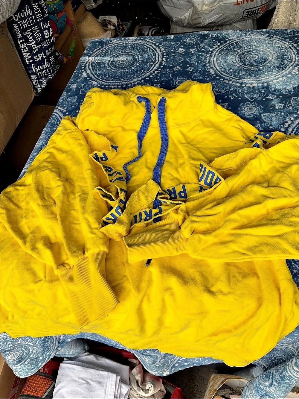 ONLY Yellow Blue Hoodie Size XS